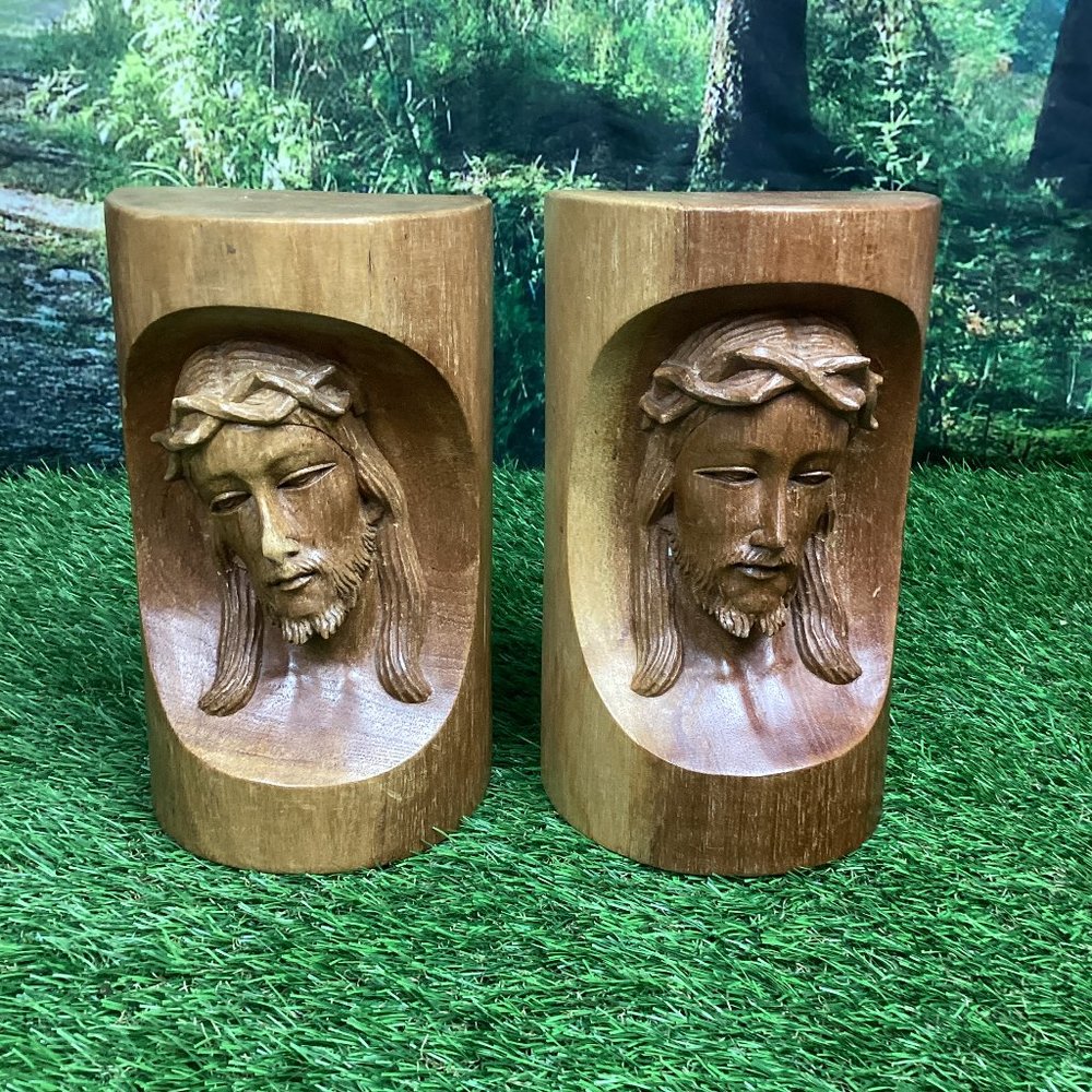 Jesus Christ Hand Carved Bookends